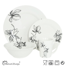 Elegant Porcelain 16PCS Dinner Set with Cut Decal